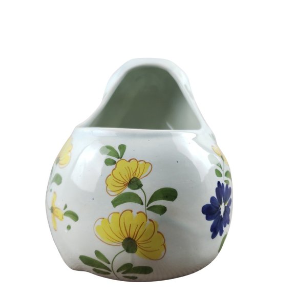 Este Italy Frog Planter Ceramic White Floral Hand Painted - Picture 4 of 10